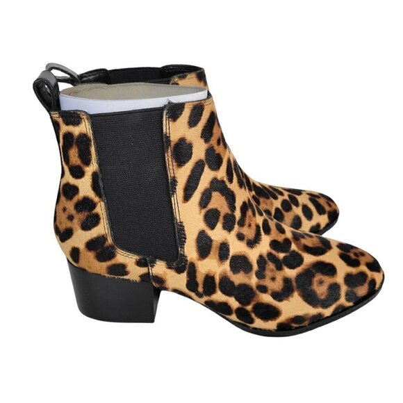 Leopard Animal Print Leather Chelsea Ankle Boots Booties Women | Size 6 - Picture 4 of 16